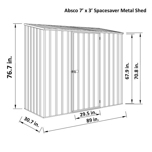 Absco 7' x 3' Space Saver Metal Storage Shed Kit- (AB1105)